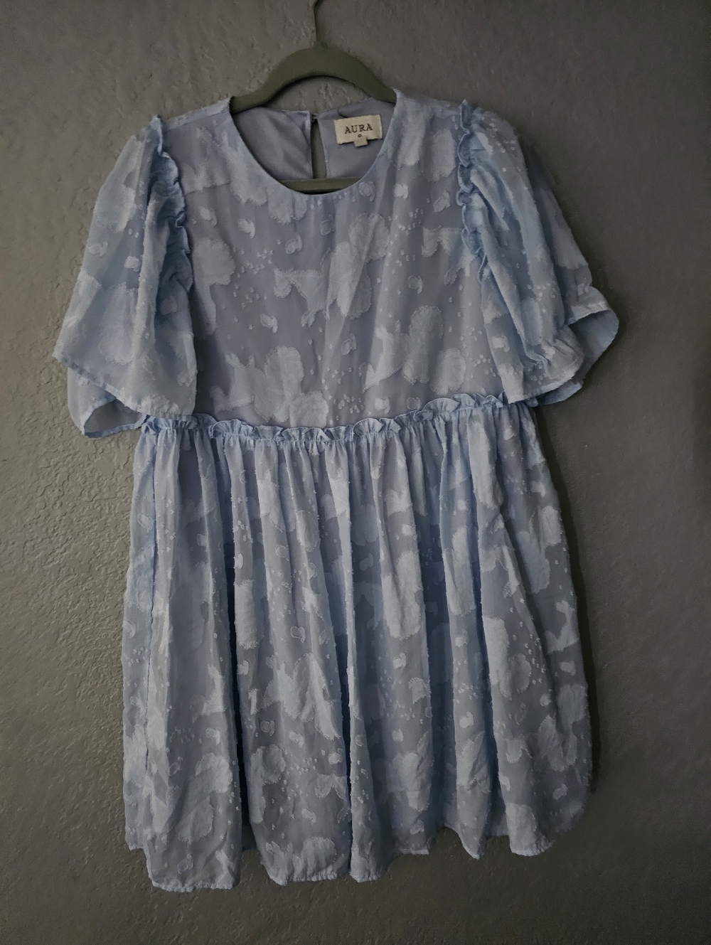 Aura Light Blue Floral Skater Dress for Kids